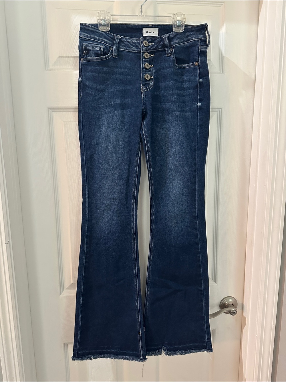 KanCan Dark Blue Button-Fly Flare Jeans